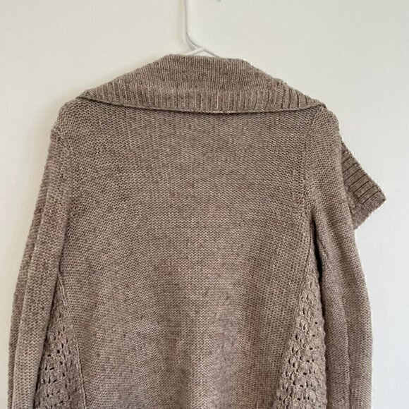 AMERICAN EAGLE Brown Gold Metallic Chunky Knit Open WOOL Draped Cardigan Sweater - Picture 11 of 12